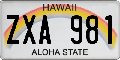 HI license plate ZXA981