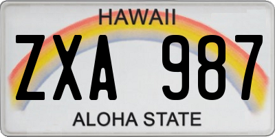 HI license plate ZXA987