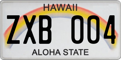 HI license plate ZXB004