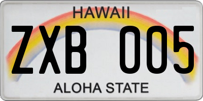 HI license plate ZXB005