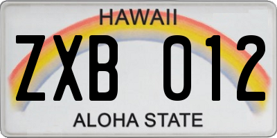 HI license plate ZXB012