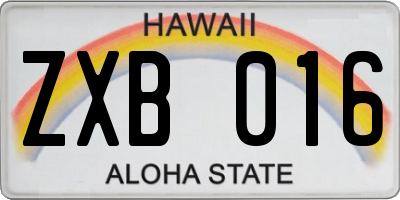 HI license plate ZXB016