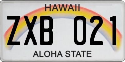 HI license plate ZXB021