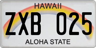 HI license plate ZXB025