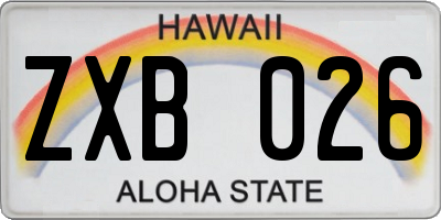 HI license plate ZXB026