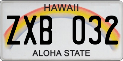HI license plate ZXB032