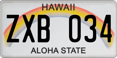 HI license plate ZXB034