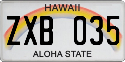 HI license plate ZXB035