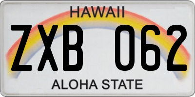 HI license plate ZXB062