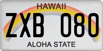 HI license plate ZXB080
