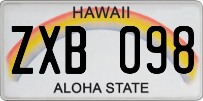HI license plate ZXB098