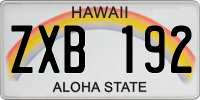HI license plate ZXB192