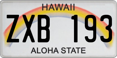 HI license plate ZXB193