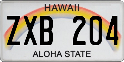 HI license plate ZXB204