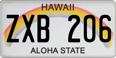 HI license plate ZXB206