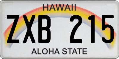 HI license plate ZXB215