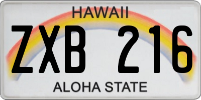 HI license plate ZXB216
