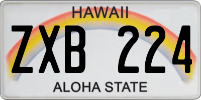 HI license plate ZXB224