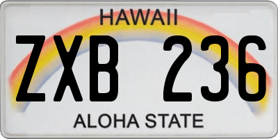 HI license plate ZXB236