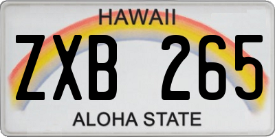 HI license plate ZXB265