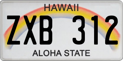 HI license plate ZXB312