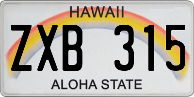 HI license plate ZXB315