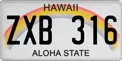 HI license plate ZXB316