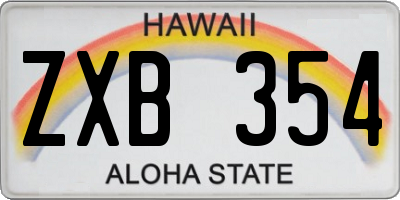 HI license plate ZXB354