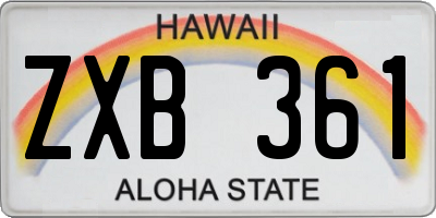 HI license plate ZXB361