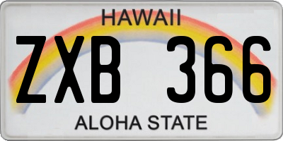 HI license plate ZXB366