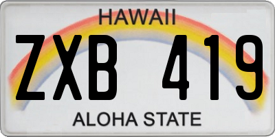 HI license plate ZXB419
