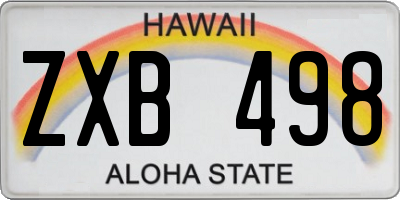HI license plate ZXB498