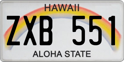 HI license plate ZXB551