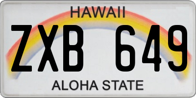 HI license plate ZXB649