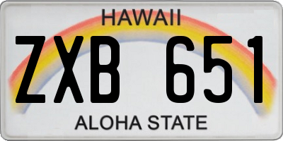 HI license plate ZXB651