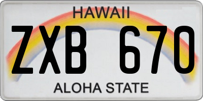 HI license plate ZXB670