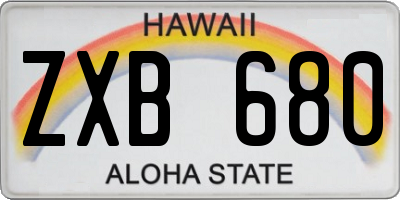 HI license plate ZXB680
