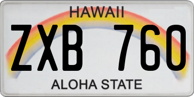 HI license plate ZXB760
