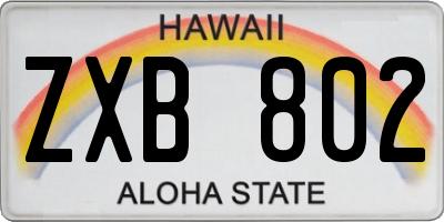 HI license plate ZXB802