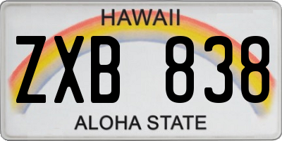 HI license plate ZXB838