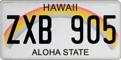 HI license plate ZXB905