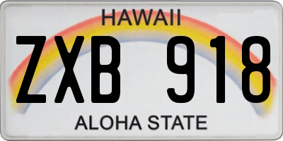 HI license plate ZXB918