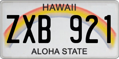 HI license plate ZXB921