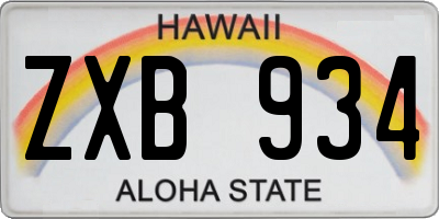 HI license plate ZXB934