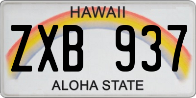 HI license plate ZXB937