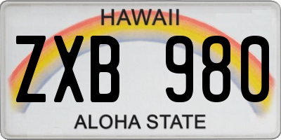 HI license plate ZXB980