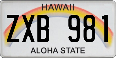 HI license plate ZXB981