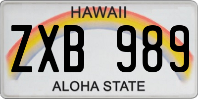 HI license plate ZXB989