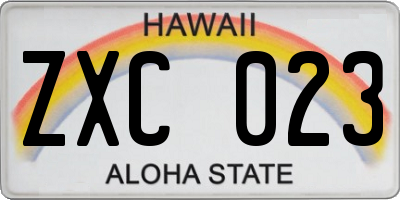 HI license plate ZXC023