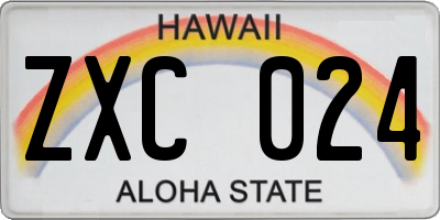 HI license plate ZXC024